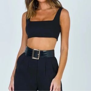 Princess Polly Huxley crop top in black